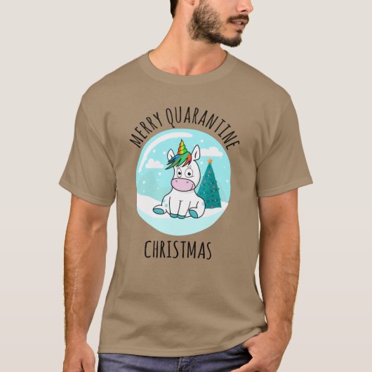 Merry Quarantine Christmas Unicorn T-Shirt (Vorderseite)