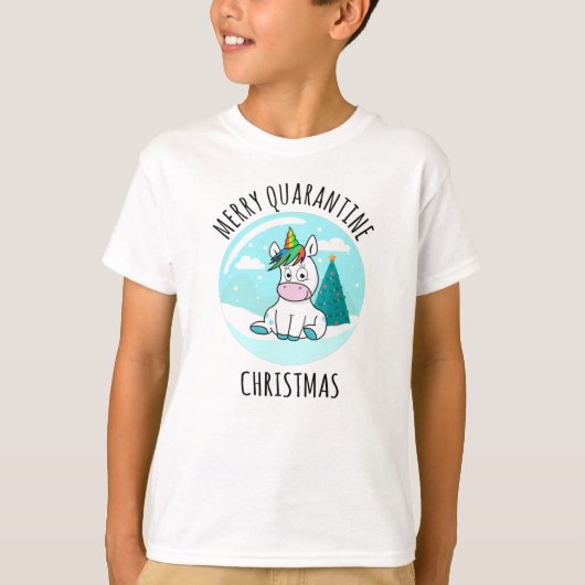 Merry Quarantine Christmas Unicorn T-Shirt (Vorderseite)