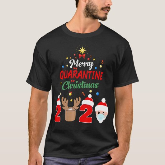Merry Quarantine Weihnachten 2020 Xmas Pajamas T-Shirt (Vorderseite)
