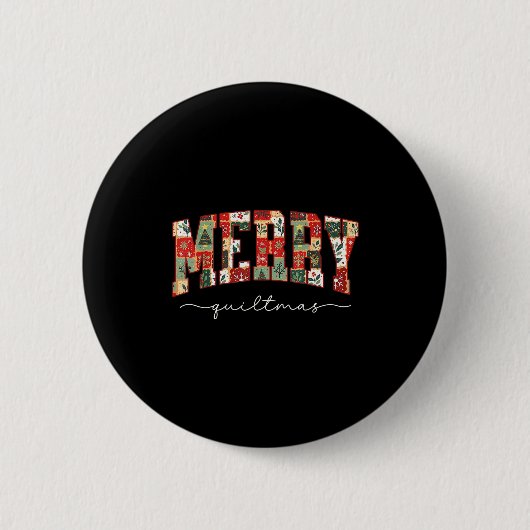 Merry Quiltmas Patchwork Quilters Knitting Sewing  Button (Vorderseite)