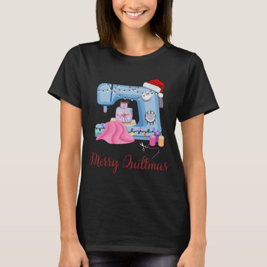 Merry Quiltmas Sewing Machine2 T-Shirt (Vorderseite)