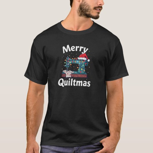 Merry Quiltmas Sewing Machine with Christmas Light T-Shirt (Vorderseite)