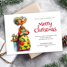 Merry Quirky Woman Editable Digital Greeting Feiertagskarte