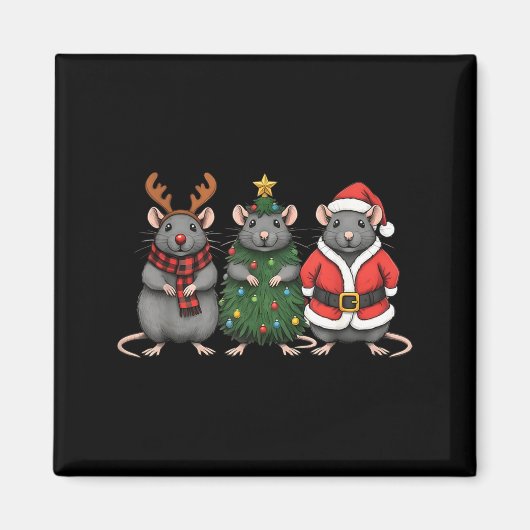 Merry Ratmas Christmas Santa Rat Mouse Lover Anima Magnet (Vorne)