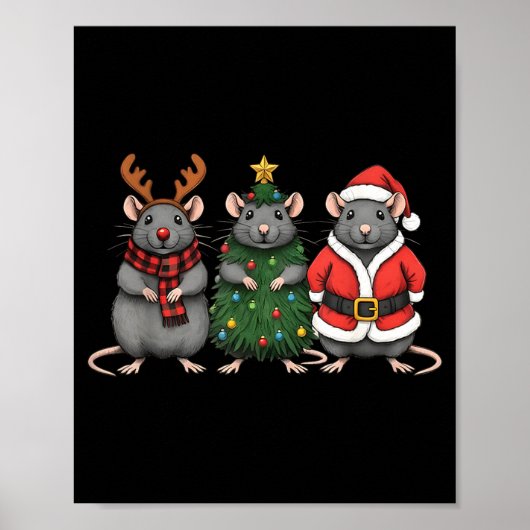 Merry Ratmas Christmas Santa Rat Mouse Lover Anima Poster (Vorne)