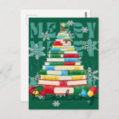 Merry Reading Bookish Christmas Tree Postkarte (Vorne/Hinten)