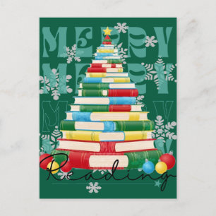 Merry Reading Bookish Christmas Tree Postkarte