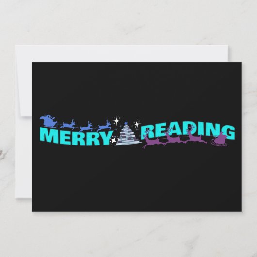 Merry Reading Wavy Text Typografy Rentier Einladung (Vorderseite)