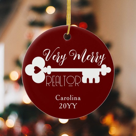 Merry Realtor New Zuhause Key Individuelle Name We Keramik Ornament