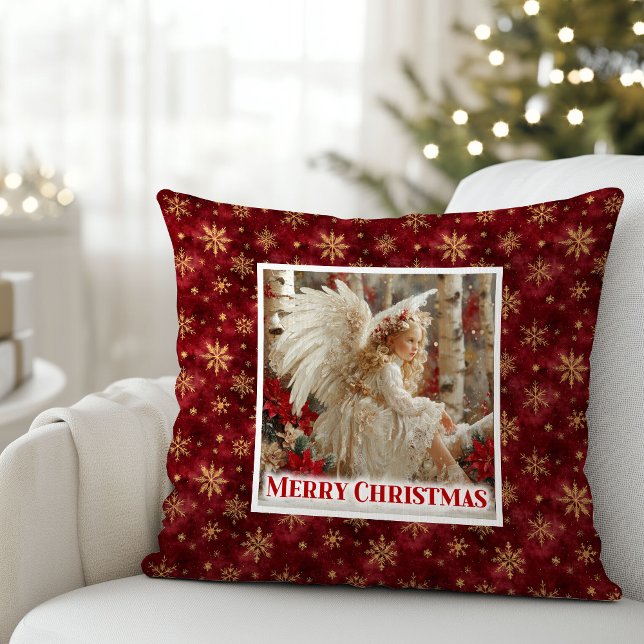 Merry Red and Gold Angel Victorian Gift Pillow Kissen (Merry Red and Gold Angel Victorian Gift Pillow)
