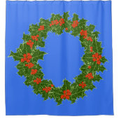 Merry Red Berry & Holly Wreath zu Weihnachten Duschvorhang (Vorderseite)