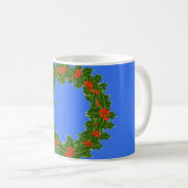 Merry Red Berry & Holly Wreath zu Weihnachten Kaffeetasse (VorderseiteRechts)