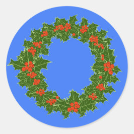 Merry Red Berry & Holly Wreath zu Weihnachten Runder Aufkleber