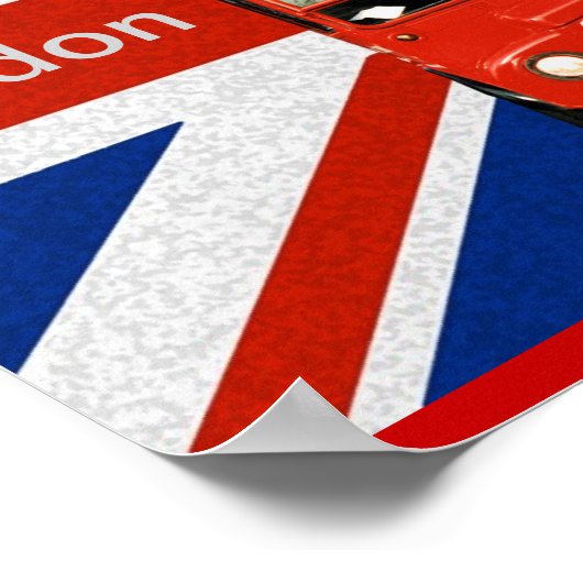 Merry Red Bus und Britische Flagge Poster (Ecke)