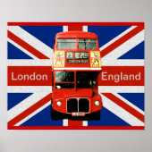 Merry Red Bus und Britische Flagge Poster (Vorne)