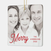 Merry red festive retro font name year photo keramikornament (Links)
