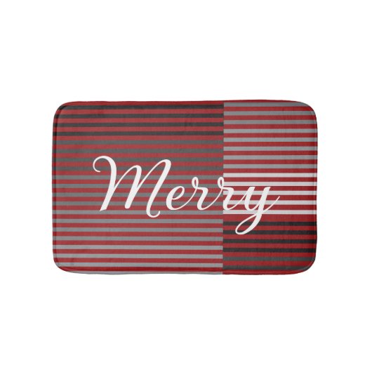 Merry -Red, Gray, Black, White Stripes Badematte (Vorderseite)