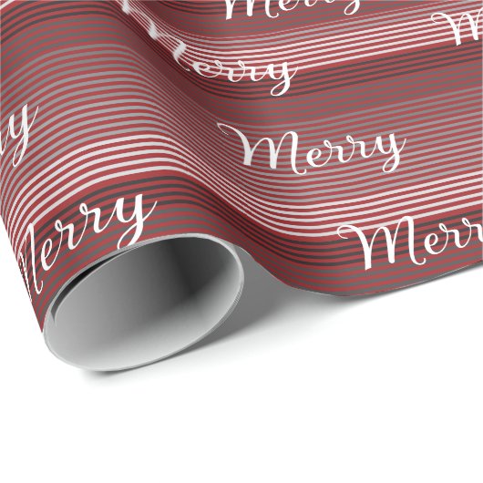 Merry -Red, Gray, Black, White Stripes Geschenkpapier (Rolleneckpunkt)