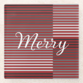 Merry -Red, Gray, Black, White Stripes Glasuntersetzer (Vorderseite)