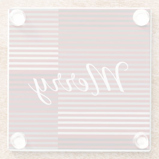 Merry -Red, Gray, Black, White Stripes Glasuntersetzer (Rückseite)