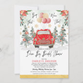 Merry Red Green Gold Winter Drive by Brautparty Einladung (Vorderseite)