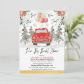 Merry Red Green Gold Winter Drive by Brautparty Einladung (Stehend Vorderseite)