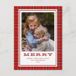Merry Red Kariert Single Foto Weihnachten
