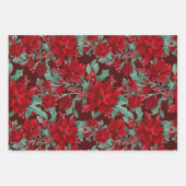 Merry Red Poinsettia Blume Ivy Blätter Wasserfarbe (Vorderseite 2)