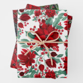 Merry Red Poinsettia Blume Ivy Blätter Wasserfarbe (Beispiel)