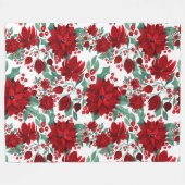Merry Red Poinsettia Blume Ivy Blätter Wasserfarbe Fleecedecke (Vorderseite (Horizontal))