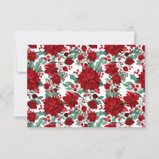 Merry Red Poinsettia Blume Ivy Blätter Wasserfarbe Save The Date (Rückseite)