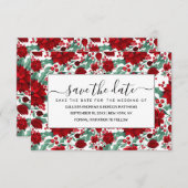 Merry Red Poinsettia Blume Ivy Blätter Wasserfarbe Save The Date (Vorne/Hinten)