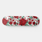 Merry Red Poinsettia Blume Ivy Blätter Wasserfarbe Skateboard (Horizontal)