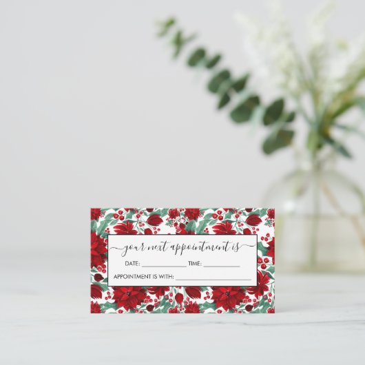 Merry Red Poinsettia Blume Ivy Blätter Wasserfarbe Terminkarte (Stehend Vorderseite)