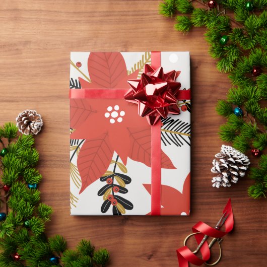 Merry Red Poinsettia Weihnachtsgeschenk Geschenkpapier (Feiertagsgeschenk)