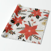Merry Red Poinsettia Weihnachtsgeschenk Geschenkpapier (Ungerollt)