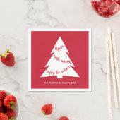 Merry Red White Christmas Tree Name Holiday Party Serviette (Beispiel)