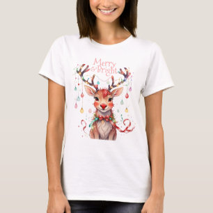 Merry Reindeer Rudolph und Christmas Lights T-Shirt