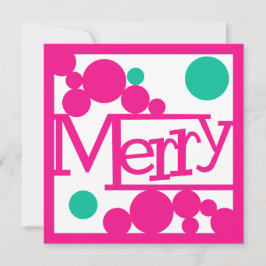Merry Retro Bubbles Hot Pink und Green Feiertagskarte