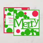 Merry Retro Modern Bubbles Square Feiertagskarte (Vorne/Hinten)