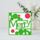 Merry Retro Modern Bubbles Square Feiertagskarte (Stehend Vorderseite)