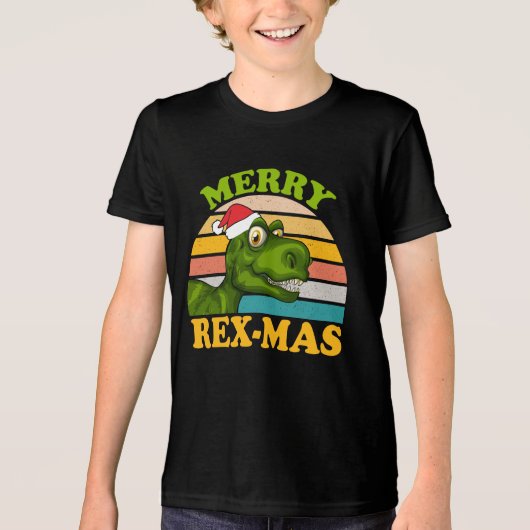 Merry Rex-mas Christmas Dinosaur Niedlich Dino Tri-Blend Shirt (Vorderseite)