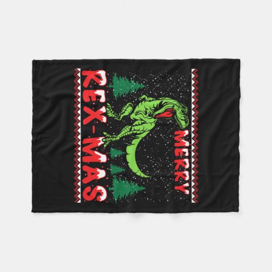 Merry Rex-mas T-rex Dinosaur Premium Fleecedecke (Vorderseite (Horizontal))