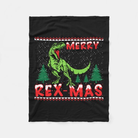 Merry Rex-mas T-rex Dinosaur Premium Fleecedecke (Vorderseite)