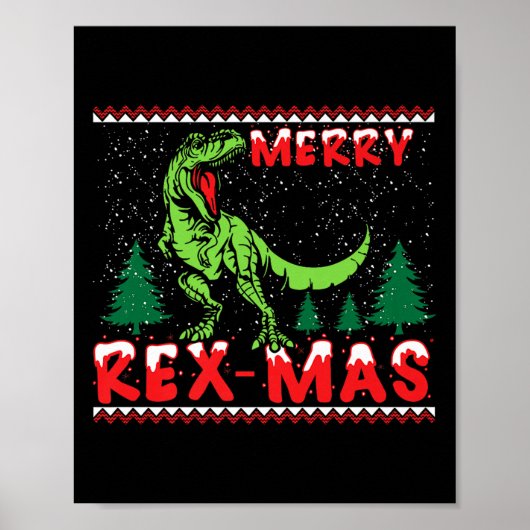 Merry Rex-mas T-rex Dinosaur Premium Poster (Vorne)