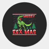 Merry Rex-mas T-rex Dinosaur Premium Runder Aufkleber (Vorderseite)