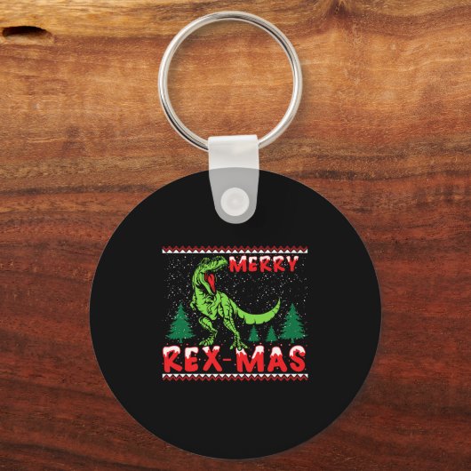 Merry Rex-mas T-rex Dinosaur Premium Schlüsselanhänger (Vorderseite)