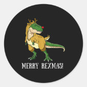 Merry Rexmas Reindeer T-rex Rudolph Dinosaur Chris Runder Aufkleber (Vorderseite)