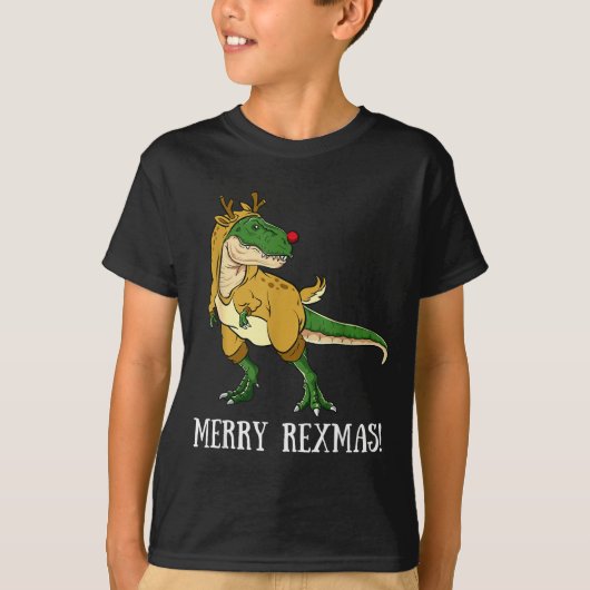 Merry Rexmas Reindeer T-rex Rudolph Dinosaur Chris T-Shirt (Vorderseite)