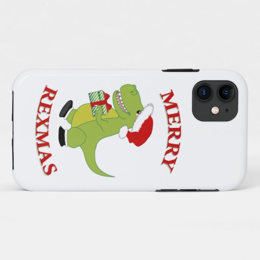 Merry Rexmas T-Rex Dinosaurier-Design Case-Mate iPhone Hülle (Rückseite (Horizontal))